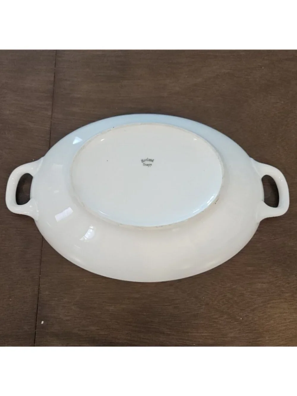 Antique Haviland Limoges White Porcelain Oval Covered Vegetable Serving Bowl